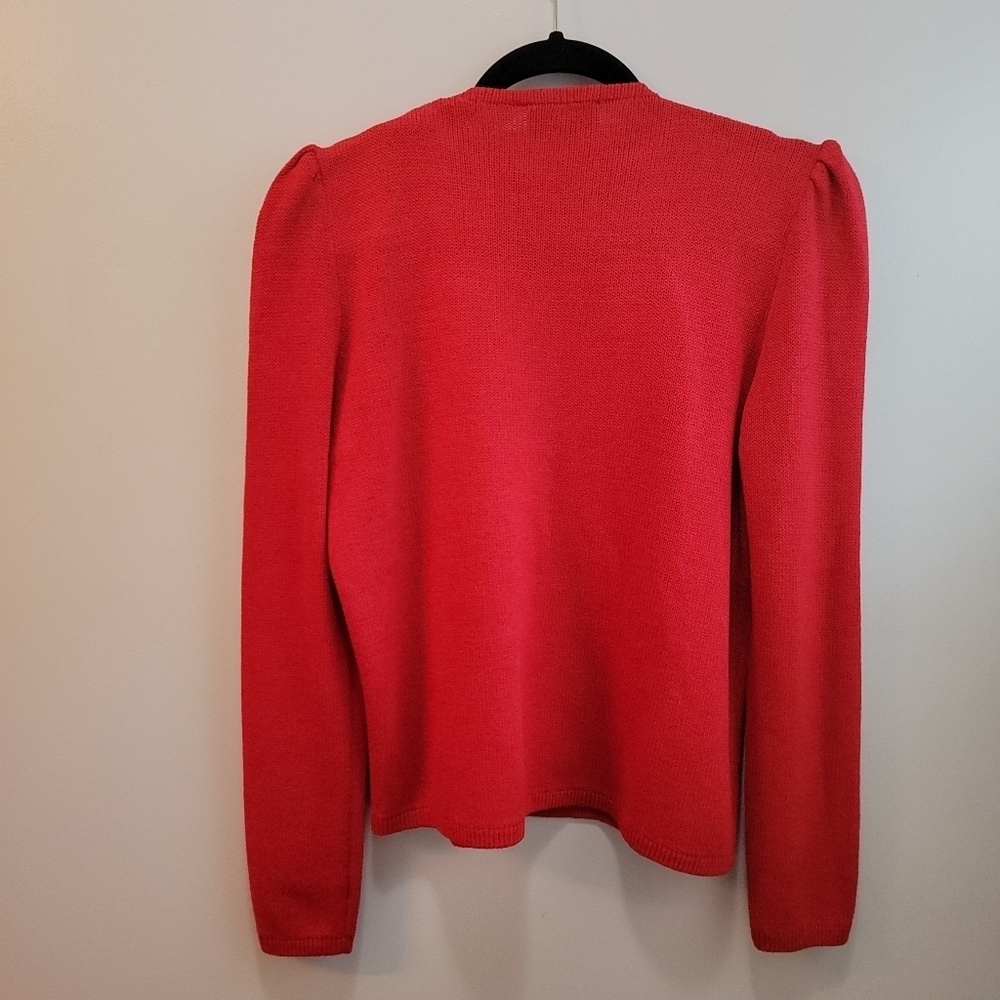 St John by Marie Gray Red Wrap Around Pull Over Sweater M/L - Picture 3 of 6